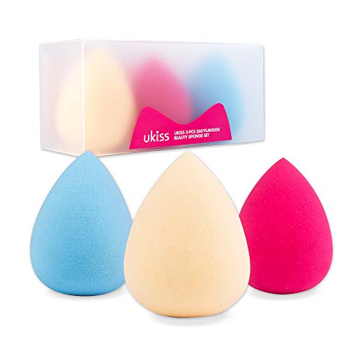 UKISS 3-PCS 360°Flawless Beauty Sponge Blender Set for Foundation, cream,powder or  Liquid Application -Latex Free & Special VE Material – Beauty Sponge Innovation -Water-drop shape
