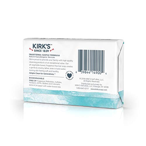 Kirk’s Castile Bar Soap Clean Soap for Men, Women & Children | Premium Coconut Oil | Sensitive Skin Formula, Vegan…