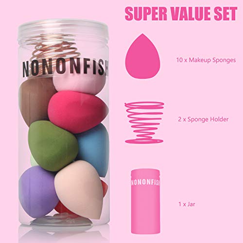 Makeup Sponge Blender Set with Beauty Sponge Holder for Dry Wet Use No-Latex