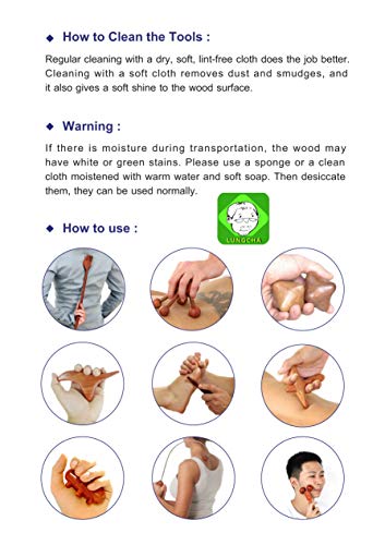 Lungcha 4 Types, 5 Piece Set Traditional Thai Massage Reflexology Wooden Stick Tool (Set of 4 Types Body Hand Foot…