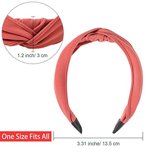 6 Pack Wide Plain Headbands,Unime Twist Knot Turban Headband Yoga Hair Band Fashion Elastic Hair Accessories for Women…