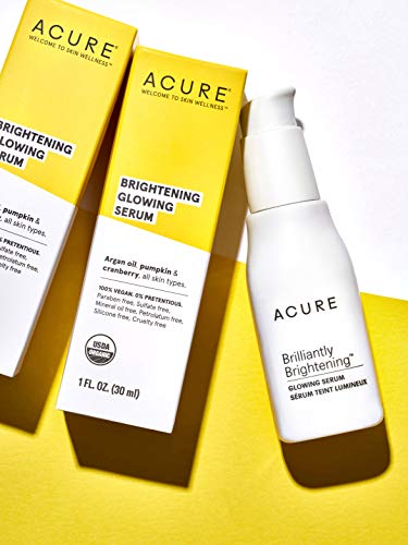 Acure Brightening Glowing Serum | 100% Vegan | For A Brighter & Appearance | Argan Oil, Pumpkin & Cranberry – Hydrates…