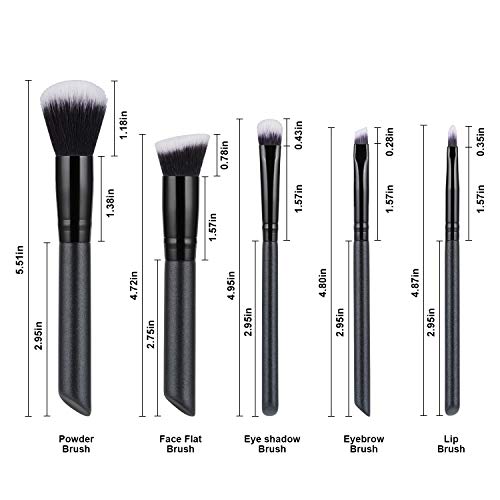 [Updated 2020 Version] Makeup Brushes Set, 5pcs Makeup Brushes Cosmetic Foundation Powder Concealers Eye shadows Lip…