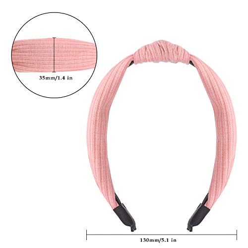 Knotted Headbands for Women Girls, Funtopia 9 Pcs Wide Plain Turban Headband Fashion Cross Knot Hair Bands with Solid…