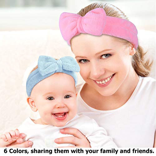 6 Pack Soft Headband BEoffer Coral Fleece Women Makeup Spa Head Bands Turban Fashion Bow Bowknot Hairlace Headwear Wash…