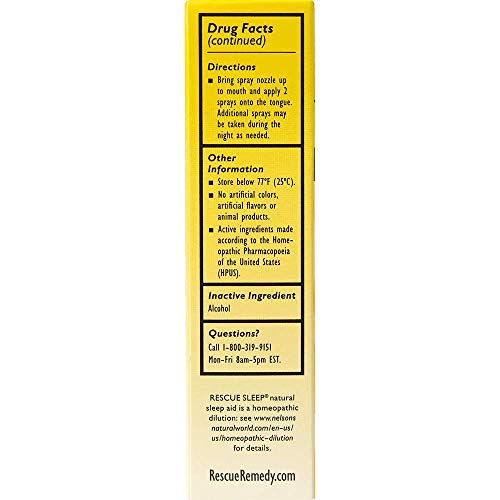 Bach RESCUE SLEEP Spray 20mL, Natural Sleep & Stress Relief Aid, Homeopathic Flower Essence, Vegan, Free of Melatonin…