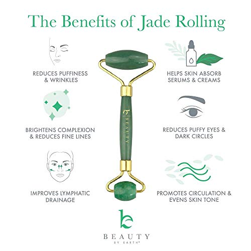 Jade Roller for Face – Skin Care Tools Used With Beauty Products, Jade Face Roller for Face, Small Eye Roller for Puffy…