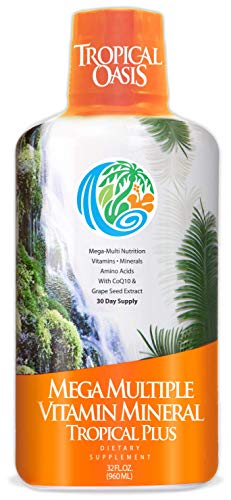 Tropical Oasis Mega Plus – Liquid Multivitamin and Mineral Supplement – Includes 85 Vitamins & Minerals, 20 Amino Acids…