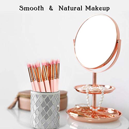 Logiverl 15 Pieces Eye Makeup Brushes Included Eyeshadow Eyebrow Concealer Blending Mini Fan Brush with Wooden Handle…