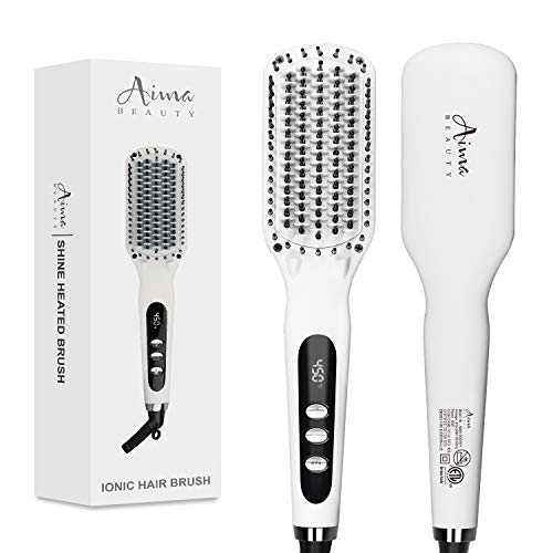 Enhanced Ionic Hair Straightener Brush Electrical Heated Straightening Comb for Thin, Thick, Curly Hair, LCD Temp…