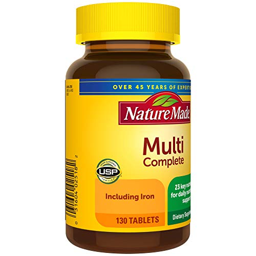 Nature Made Multivitamin Tablets with Vitamin D3 and Iron, 130 Count for Daily Nutritional Support