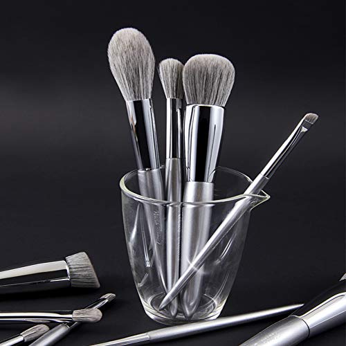 10Pcs Silver Professional Makeup Brushes Sets for Kabuki Foundation Powder Contour Blush Blending,Vegan,Soft, Dense…