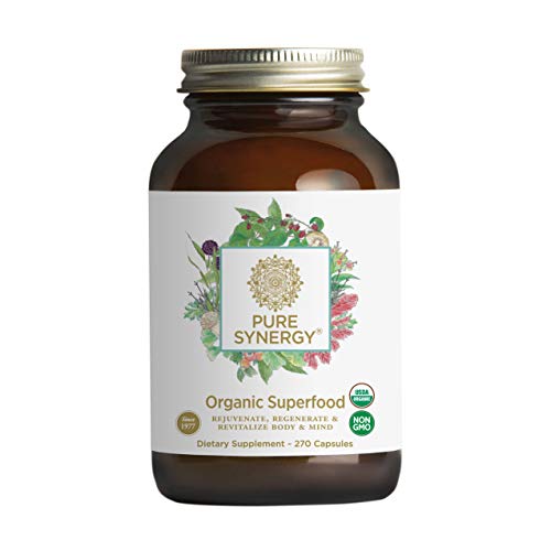 PURE SYNERGY Superfood | 270 Capsules | Certified Organic | Non-GMO | Green Superfood with 60+ Greens, Veggies and Herbs…