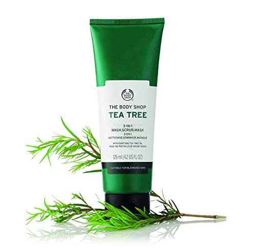The Body Shop Tea Tree 3 in 1 Wash Scrub & Mask – Purifying Vegan Skincare For Oily, Blemished Skin – 4.2 oz