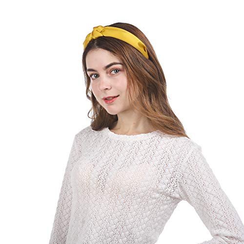 Satin Headbands for Women Girls, Funtopia 9 Pcs Wide Plain Turban Twist knotted Headband Fashion Cross Knot Hair Bands…