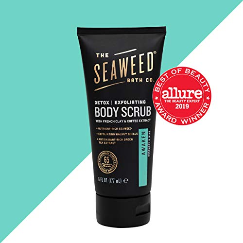 Seaweed Bath Co. Detox Body Scrub, Rosemary Mint Scent, 6 Ounce, Sustainably Harvested Seaweed, French Sea Clay, Coffee…