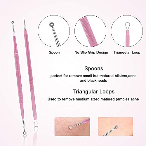 10PCS Blackhead Remover Tool, Aooeou Professional Pimple Popper Tool Kit – Treatment for Blemish, Whitehead Popping, Zit…