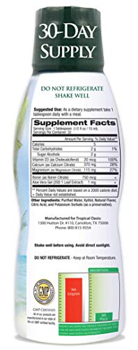 Tropical Oasis Liquid Calcium & Magnesium – Natural formula w/ support for strong bones – Liquid vitamins w/ calcium…