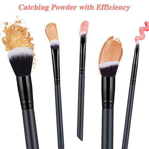 [Updated 2020 Version] Makeup Brushes Set, 5pcs Makeup Brushes Cosmetic Foundation Powder Concealers Eye shadows Lip…