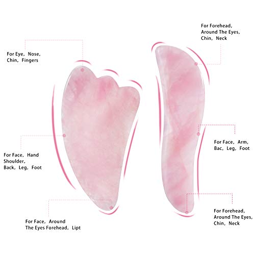 Gua Sha Massage Tool Rose Quartz Stone, BASVO Gua Sha Scraping Facial Tools for Skin Renewal SPA Acupuncture Scrapper…