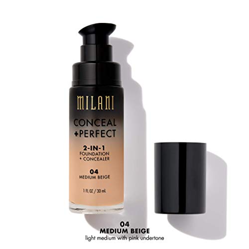 Milani Conceal + Perfect 2-in-1 Foundation + Concealer – Medium Beige (1 Fl. Oz.) Cruelty-Free Liquid Foundation – Cover…