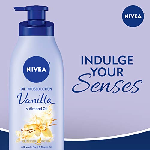 NIVEA Oil Infused Body Lotion, Vanilla and Almond Oil, Body Lotion for Dry Skin, 3 Pack of 16.9 Fl Oz Pump Bottle