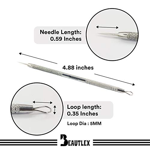 Lancet for Facial Milia Remover and Whitehead Extractor. Double Ended Angled Circle Loop & Sharp Needle Pimple Popper…