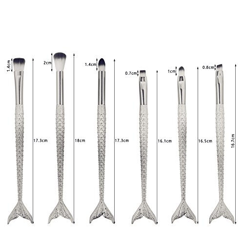 Coshine 10pcs Rose Gold Unique Mermaid Makeup Brush Set, Synthetic Hair with Plastic Handle Cosmetic Brushes