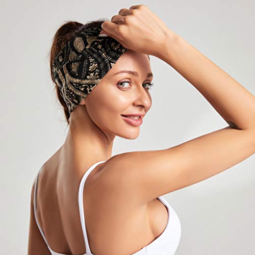 Gortin Boho Headbands Green Stretch Criss Cross Head Bands Yoga Elastic Hair Bands Wide Sweatband Workout Headband…