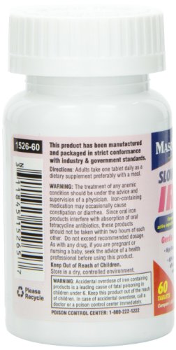 Mason Natural Slow Release Iron (Ferrous Sulfate) – Supports Red Blood Cell Formation, Gentle on Stomach, High Potency…
