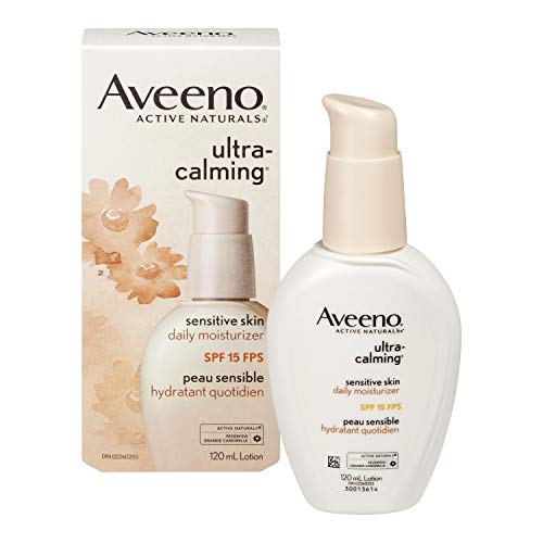 Aveeno Ultra-Calming Daily Facial Moisturizer for Sensitive, Dry Skin with Broad Spectrum SPF 15 Sunscreen, Feverfew…