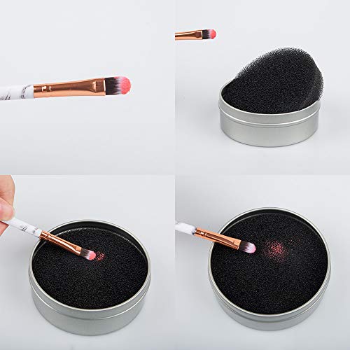 Set of 17, Brush Color Removal Sponge and Makeup Brushes Set, findTop 2 Pieces of Dry Makeup Brush Quick Cleaner Sponge…