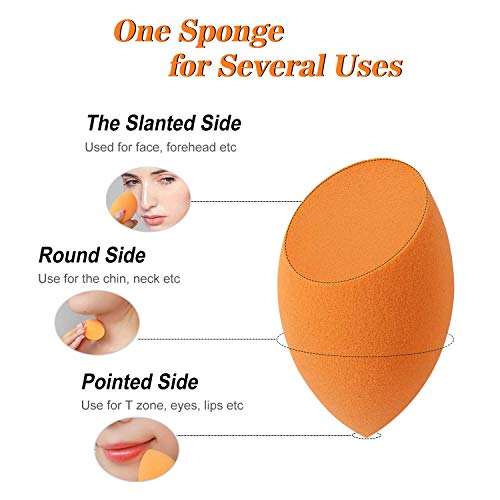 4 Pcs Makeup Sponge Set Blender Beauty Foundation Blending Sponge,Flawless for Liquid,Cream,Powder, Orange Makeup…