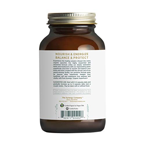 PURE SYNERGY Superfood | 270 Capsules | Certified Organic | Non-GMO | Green Superfood with 60+ Greens, Veggies and Herbs…