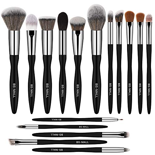 BS-MALL Makeup Brush Set 16pcs Makeup Brushes Premium Synthetic Bristles Powder Foundation Blush Contour Concealers Lip…