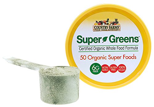 COUNTRY FARMS Super Greens Banana Flavor, 50 Organic Foods, USDA Organic Drink Mix, 20 Servings, Apple, 10.6 Oz