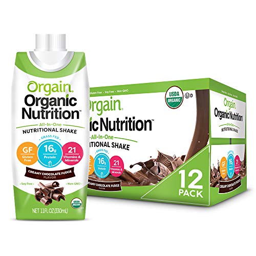 Orgain Organic Nutritional Shake, Creamy Chocolate Fudge – Meal Replacement, 16g Grass Fed Whey Protein, 20 Vitamins…