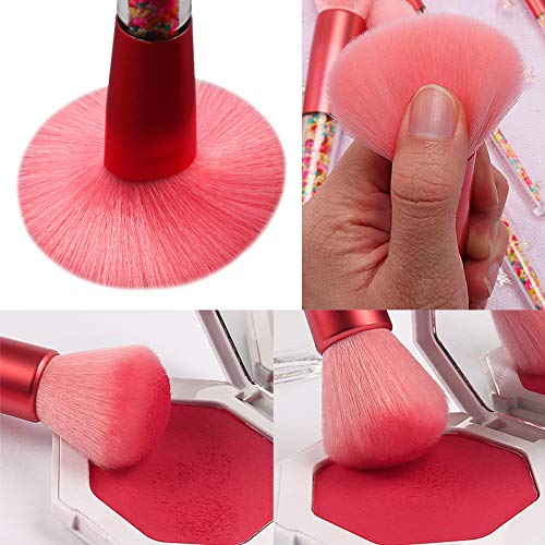 Cute Makeup Brush Set-5pcs Candy Quicksand Transparent Handle Makeup Brushes Set For Blush, Foundation, Eyebrow…