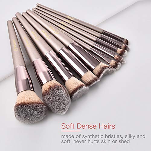 BESTOPE PRO Premium Synthetic Contour Concealers Foundation Powder Eye Shadows Makeup Brushes with Champagne Gold…