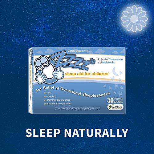 OZzzz’s Sleep Aid for Children, with Melatonin and Chamomile, Pediatrician Formulated, Zero Sugar, Vegan, Orange Dream…