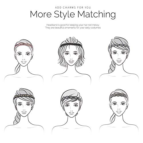 Teenitor 6pcs Beaded Elastic Hairband Handmade Rhinestone Headband Hair Accessories No Slip Jeweled Head Wraps for Women…