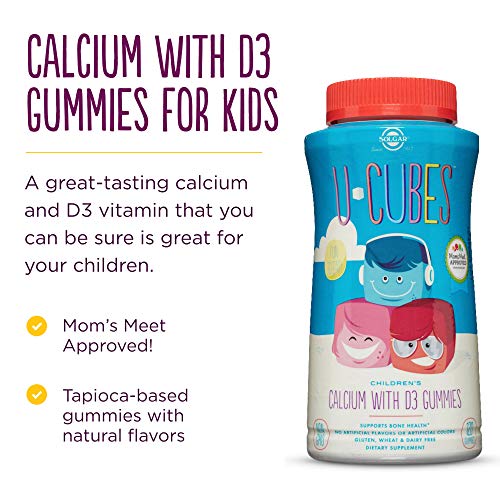 Solgar U-Cubes Children’s Calcium with Vitamin D3, 120 Gummies – Strawberry Flavor – Supports Bone & Teeth Health – Non…
