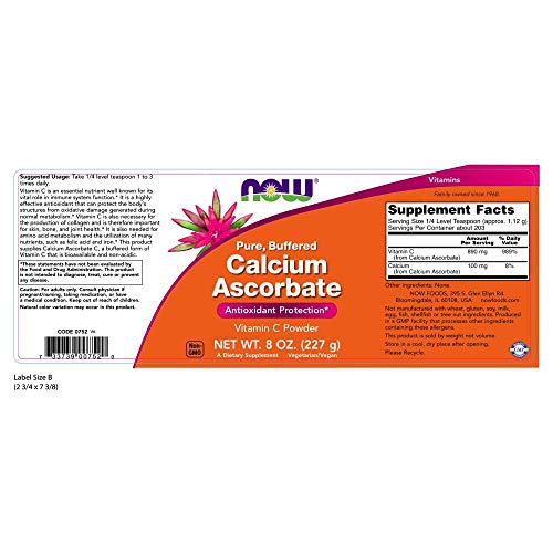 NOW Supplements, Calcium Ascorbate Powder, Buffered, Antioxidant Protection*, 8-Ounce