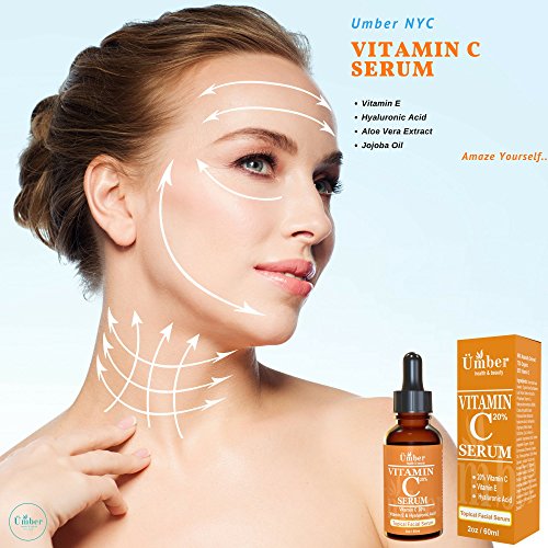 Vitamin C Serum with Hyaluronic Acid and Vitamin E – Anti-Aging Topical Facial Serum by Umber NYC (2 OZ)