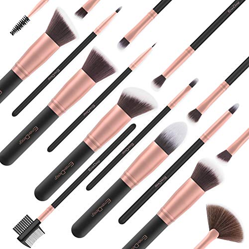 EmaxDesign Makeup Brushes 17 Pieces Premium Synthetic Foundation Brush Powder Blending Blush Concealer Eye Face Liquid…