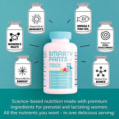 SmartyPants Prenatal Vitamins for Women with DHA and Folate – Daily Gummy Multivitamin: Vitamin C, B12, D3, Zinc for…