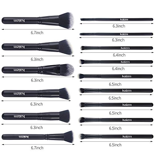 Cosmetic Makeup Brushes Set Portable Foundation Brush 15pcs Black Kabuki Eyeshadow Concealer Lash Blush Brush with Case
