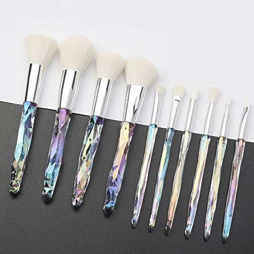 Makeup Brushes Crystal Handle Set, Tenmon 10 PCS Crystal Transparent Handle Kabuki Powder Foundation Brush Concealer Eye…
