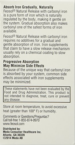 Feosol Carbonyl Iron Supplement Caplets Natural Release 60 Caplets (Pack of 3)
