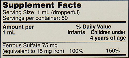 Ferrous Sulfate Iron 15mg/ml Supplement Drops 50ml Bottle -Pack of 3-
